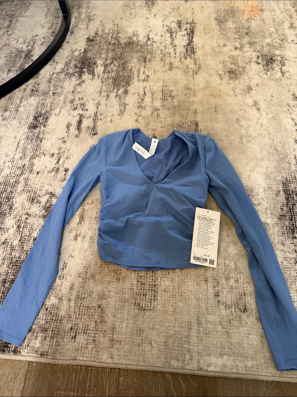 lululemon athletica Blue Ribbed Long-Sleeve V-Neck Crop Top